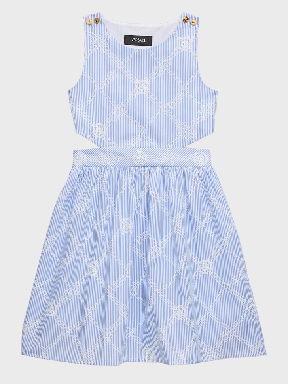 Versace Light Blue & White Girls Rope Logo Print Dress